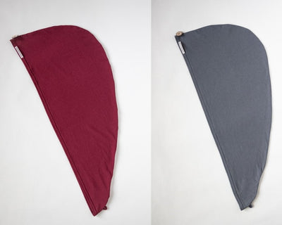 2er Bundle Turban Handtücher von Curly N Covered aus zertifiziertem Bambusstoff  in den Farben Bordeaux und Grau