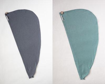 2er Bundle Turban Handtücher von Curly N Covered aus zertifiziertem Bambusstoff  in den Farben Grau und Mint Grün