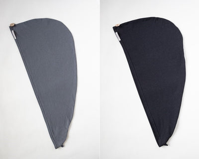 2er Bundle Turban Handtücher von Curly N Covered aus zertifiziertem Bambusstoff  in den Farben Grau und Schwarz