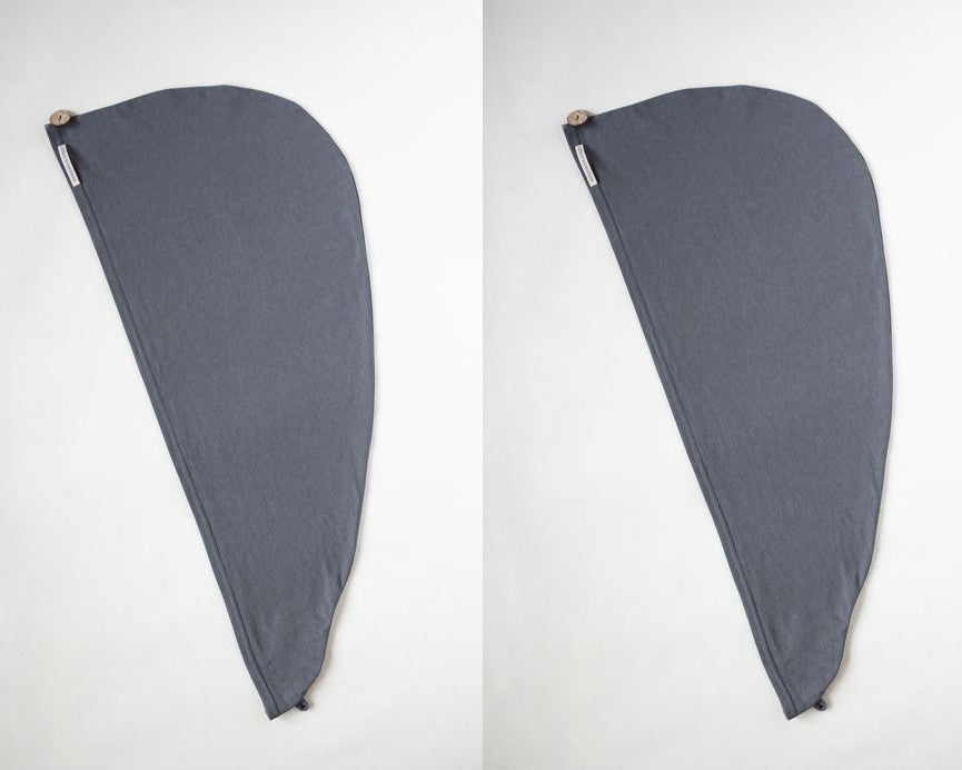 2er Bundle Turban Handtücher von Curly N Covered  aus zertifiziertem Bambusstoff in der Farbe Grau