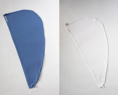 2er Bundle Turban Handtücher von Curly N Covered aus zertifiziertem Bambusstoff  in den Farben Hell Blau und Weiß