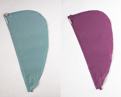 2er Bundle Turban Handtücher von Curly N Covered aus zertifiziertem Bambusstoff  in den Farben Mint Grün und Rot