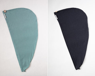 2er Bundle Turban Handtücher von Curly N Covered aus zertifiziertem Bambusstoff  in den Farben Mint Grün und Schwarz