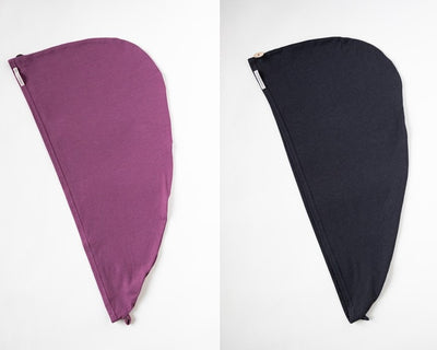 2er Bundle Turban Handtücher von Curly N Covered aus zertifiziertem Bambusstoff  in den Farben Rot und Schwarz