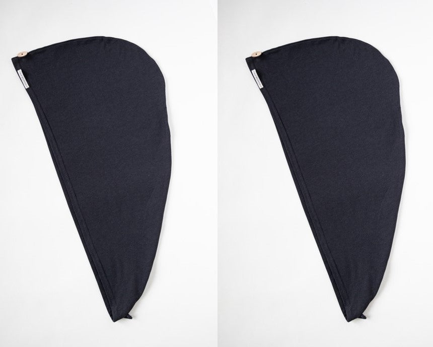 2er Bundle Turban Handtücher von Curly N Covered  aus zertifiziertem Bambusstoff in der Farbe Schwarz